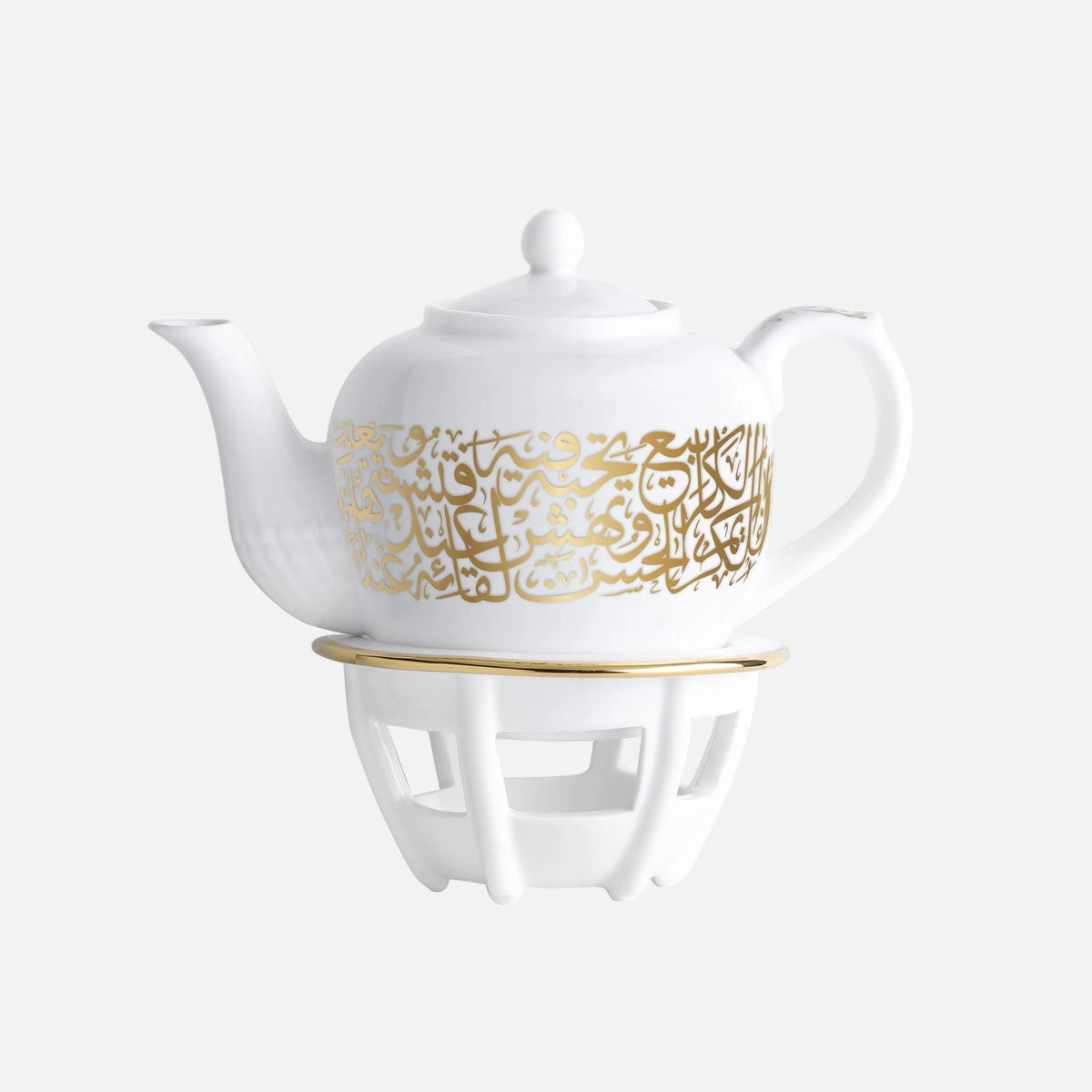 Dimlaj Kareem Large Teapot with Stand Porcelain (22K) gold gilded