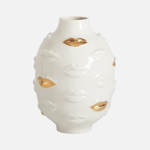 Gilded Gala Round Vase - Gold Porcelain Art Piece