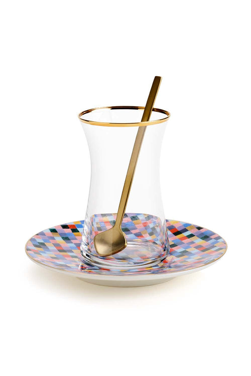 Mosaic Istikana Cups with Spoon, Set of 6