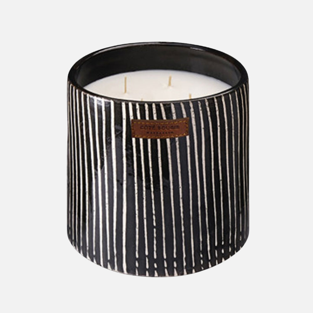 Hand-painted ceramic scented candle Zebra Stripe ( L )