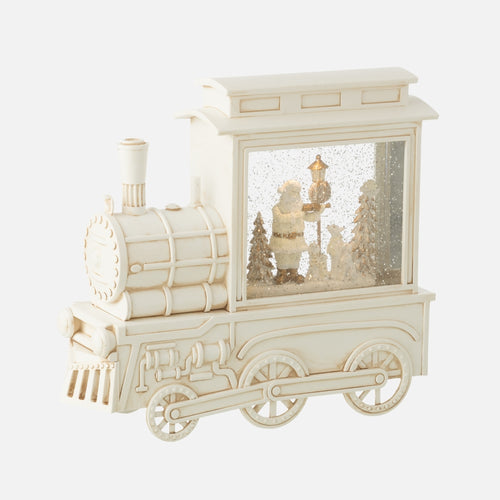 White Locomotive Water Globe – Decorative Collectible