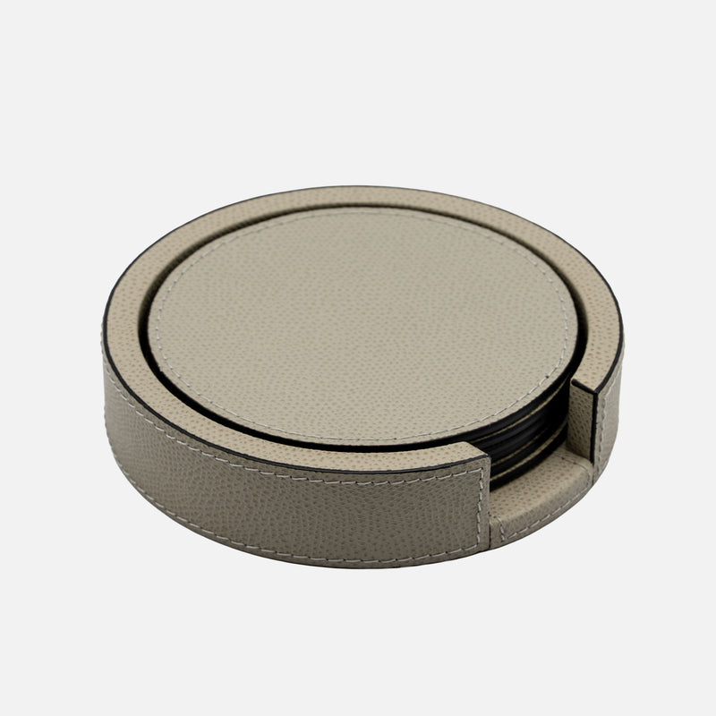 Tao Coaster Holder with 6 Coasters, Beige