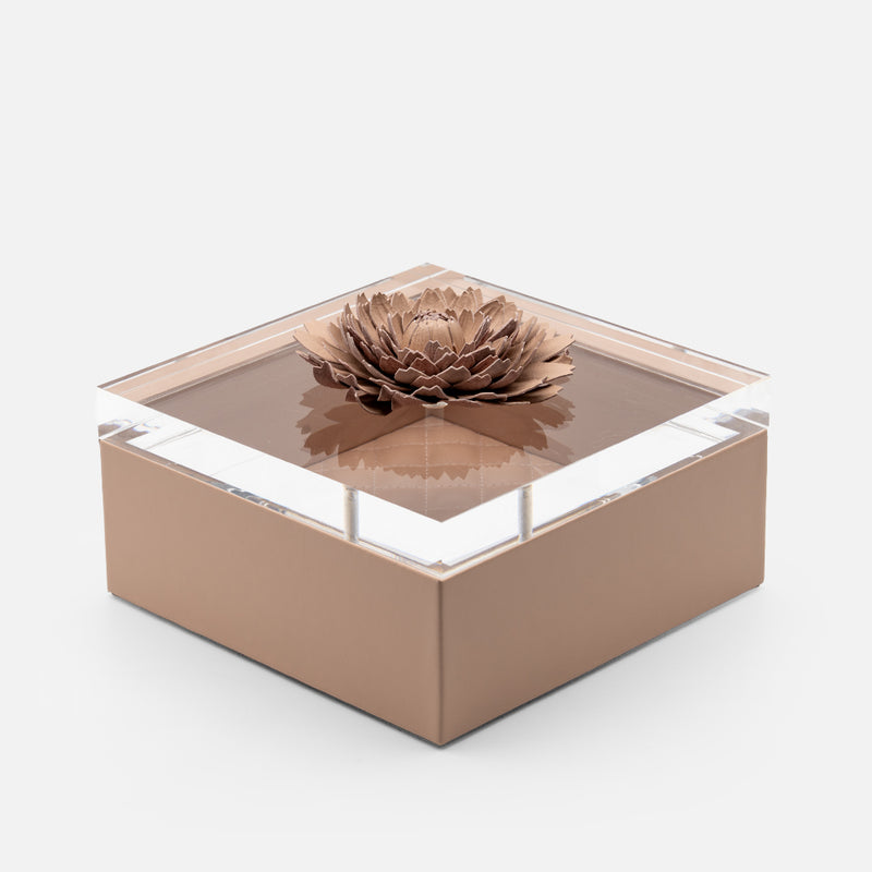 Fleur Dahlia Diamonds Square Box, Blush Pink, 17x17cm