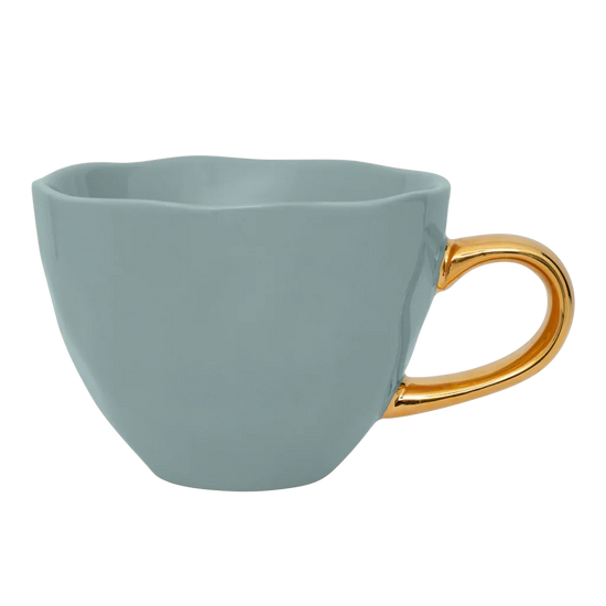 Good Morning Cappuccino & Tea Cup with Plate Set of 4 – Papaya/Slate