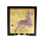 Lacquer Coaster Set in Gold Zebra Design