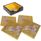Lacquer Coaster Set in Gold Zebra Design