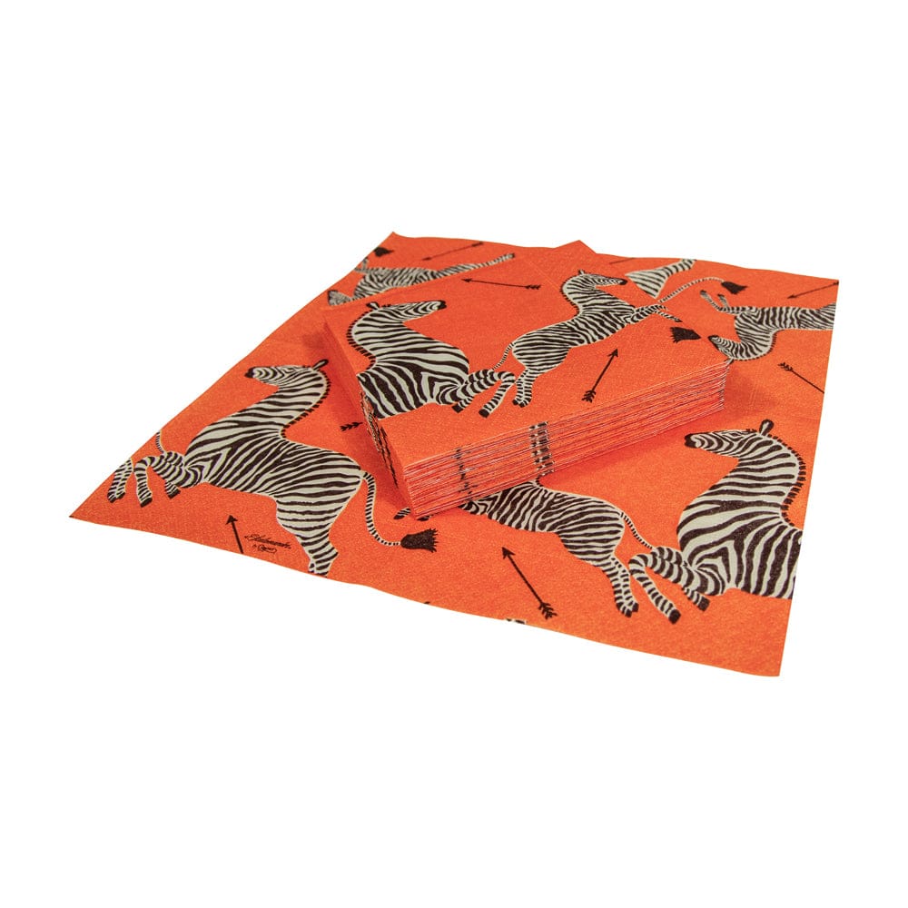 Zebras Orange Cocktail Napkins