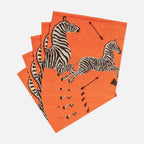 Zebras Orange Cocktail Napkins