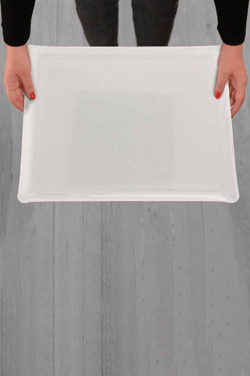 Linen Acrylic Tray, Blanc, 46x36cm