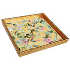 Hummingbird Trellis Gold Bamboo Edge Square Lacquer Tray (36.6 × 36.6 × 4.4cm)