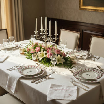 أطباق عشاء من البورسلين بنقشة وردة الصحراء (مجموعة من 6 قطع) 