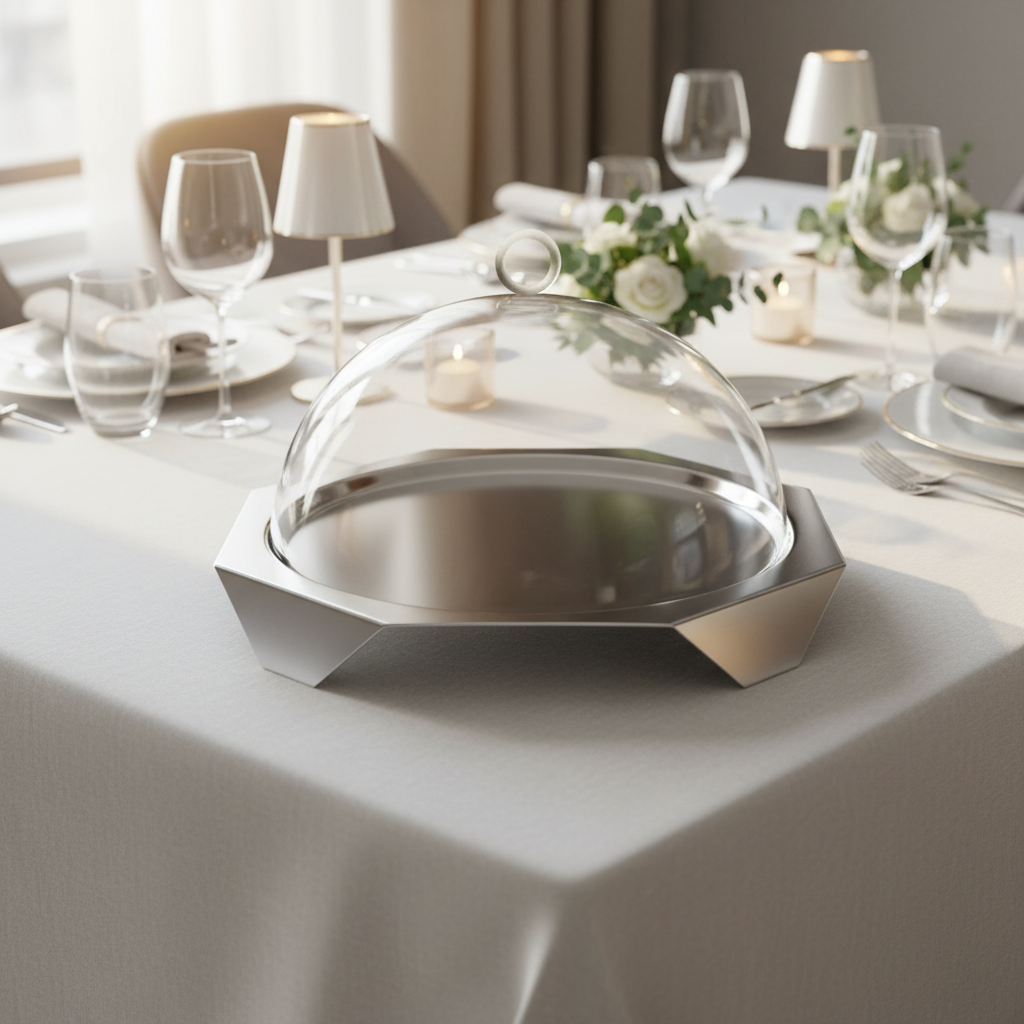 Hexagon pastry & cheese stand slvr