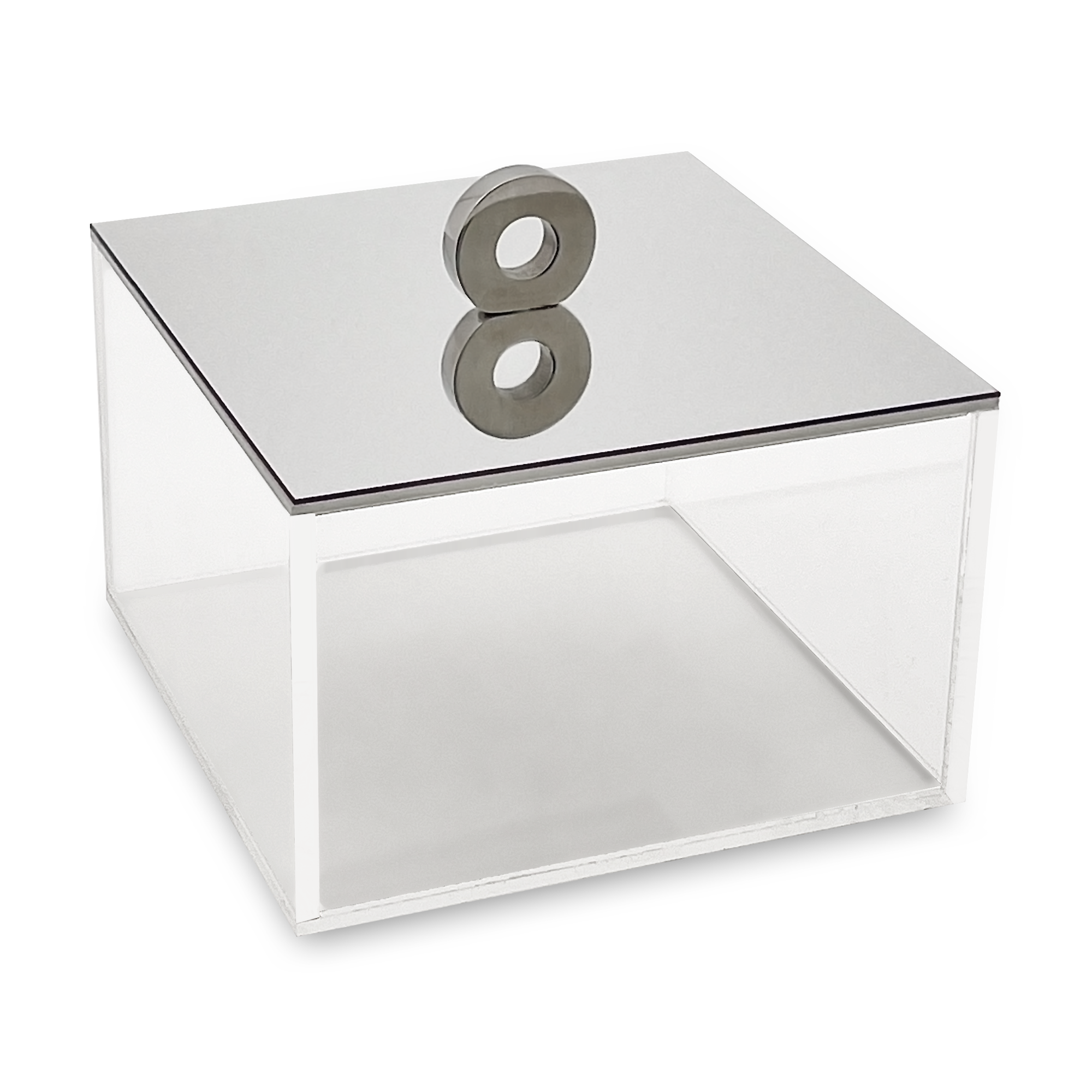 Squ. plexi box with mirror top slvr