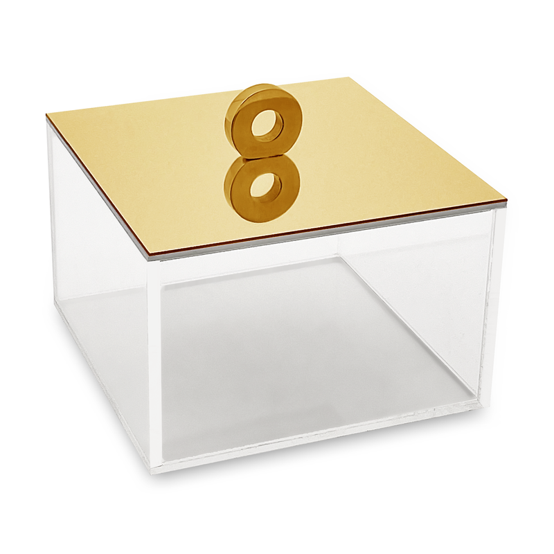Squ. plexi box with mirror top gld
