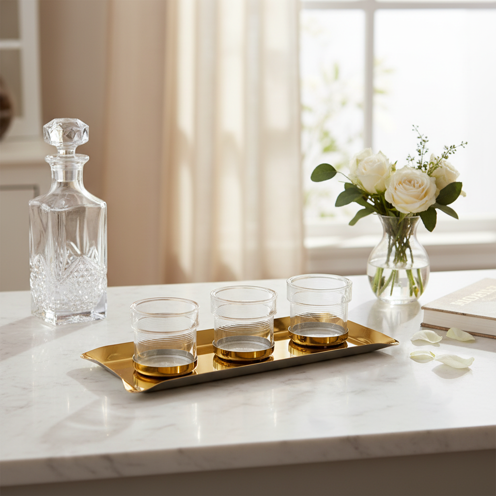 Trio serving platter set of 3 Gold