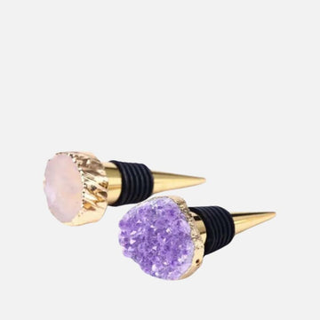 4 قواعد أكواب من الكوارتز الأبيض و2 غطاء زجاجة