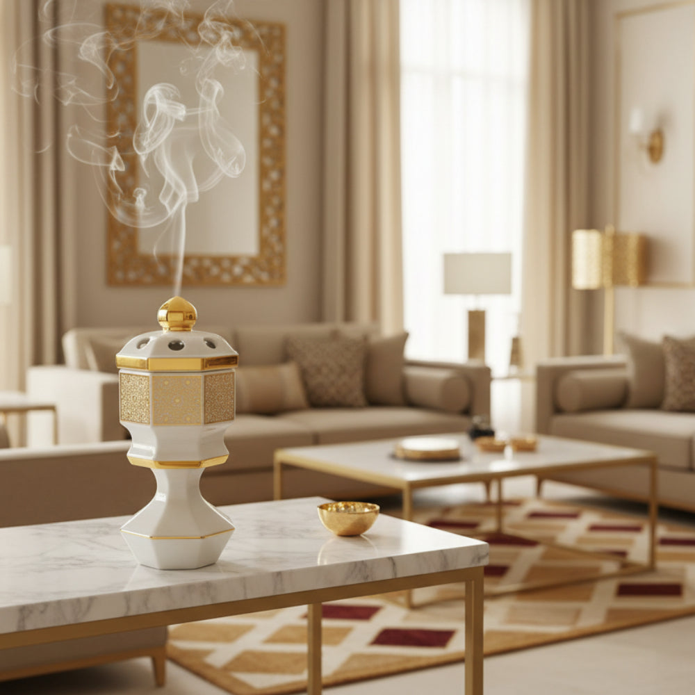 Mabkhara White With Arabic Des. for Home