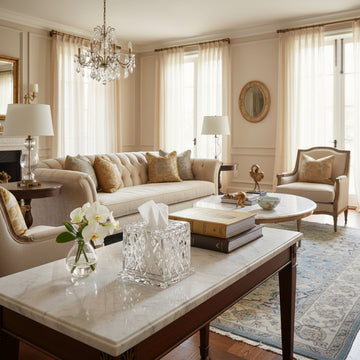 حامل مناديل مربع شفاف بقاعدة