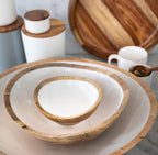 Madras Mango Wood Bowl – Taupe (Large )