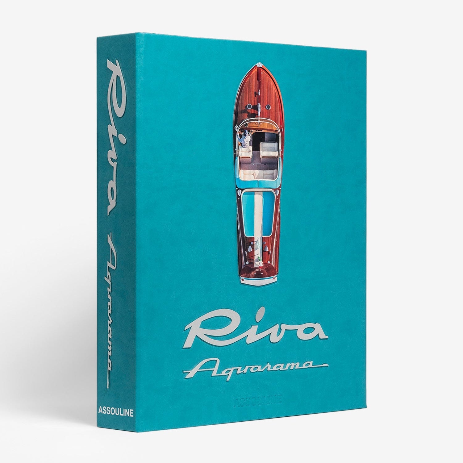 Book cover of 'Riva Aquarama' by Assouline with a turquoise background and Riva logo.