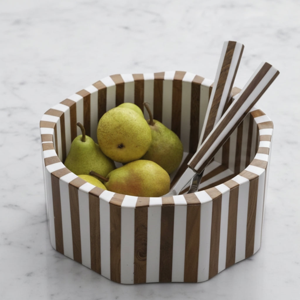 Lyra Inlay Decorative Bowl – Acacia Wood