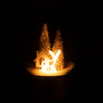 LED Glass Reindeer Ornament – Gold/White Large