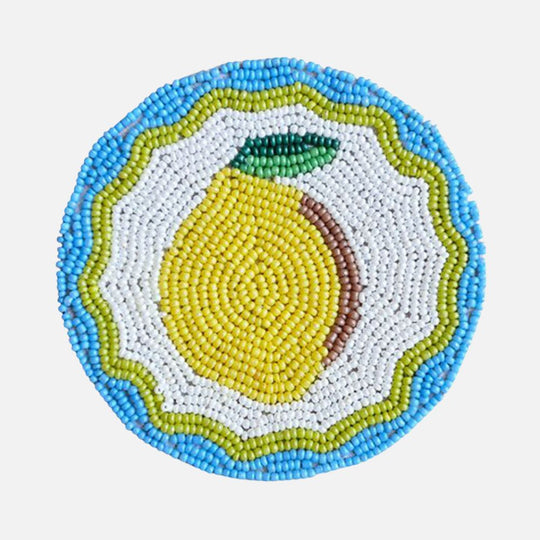 Beaded Coasters - Lemon - Set of 4