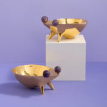 Brass Frog Bowl with Amethyst Eyes – Handcrafted Home Décor