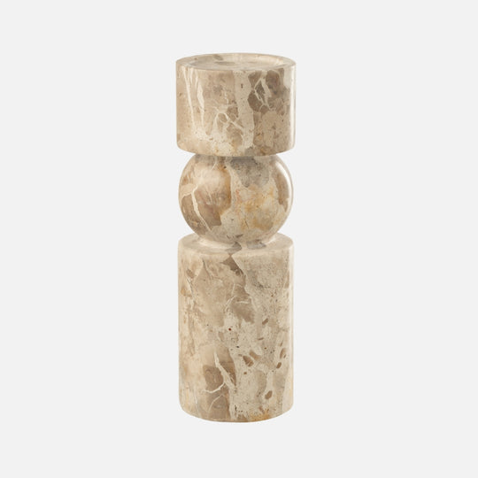 Candle Holder Marble Beige – Large Stone Pillar Holder