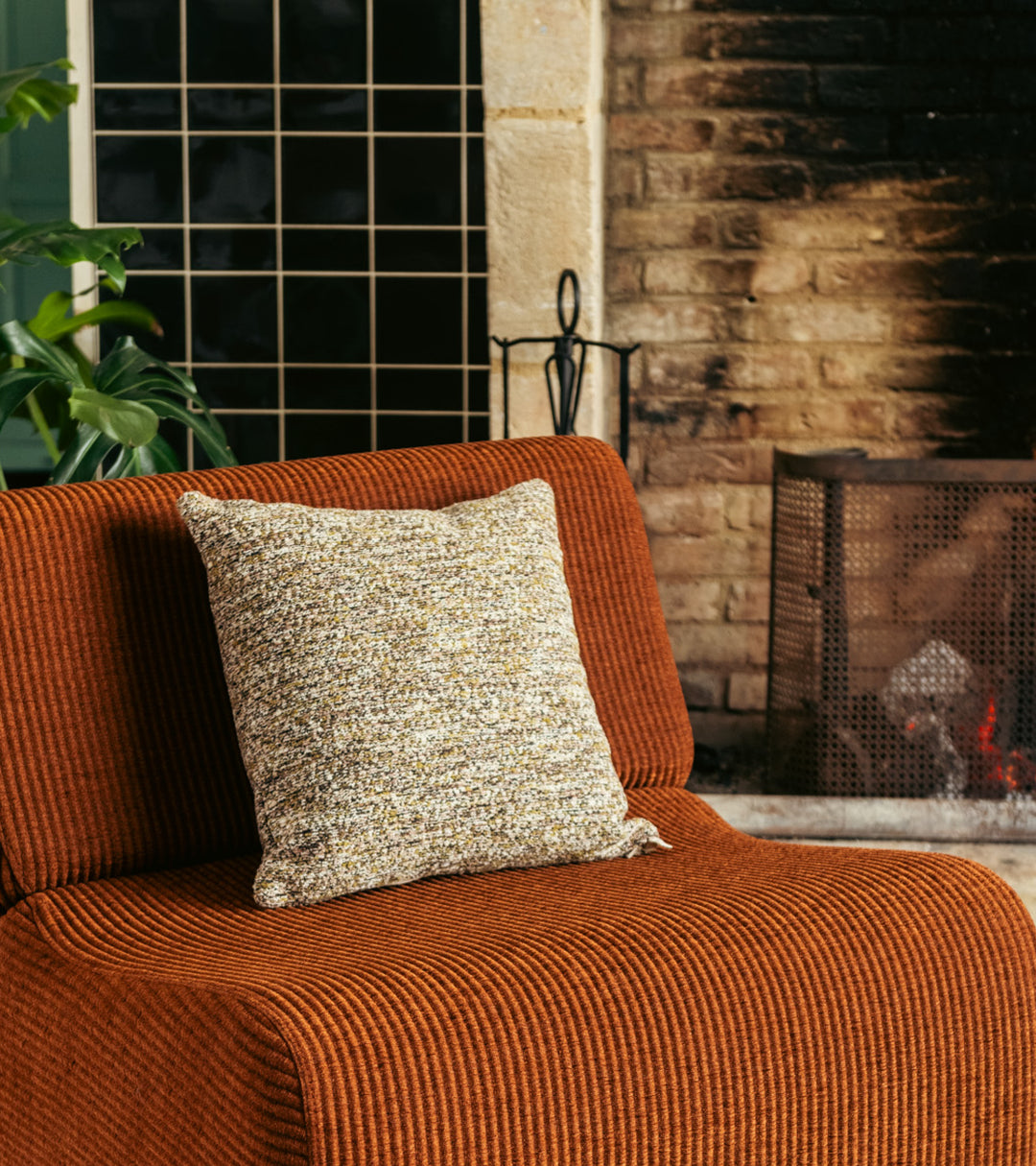 Carino Brown & Green Tweed Effect Cushion (45 x 45 cm)