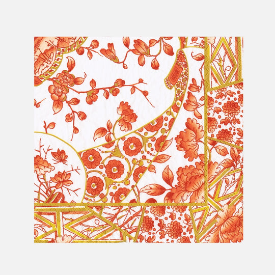 Caspari 40 boxed napkins-Coral Gilde