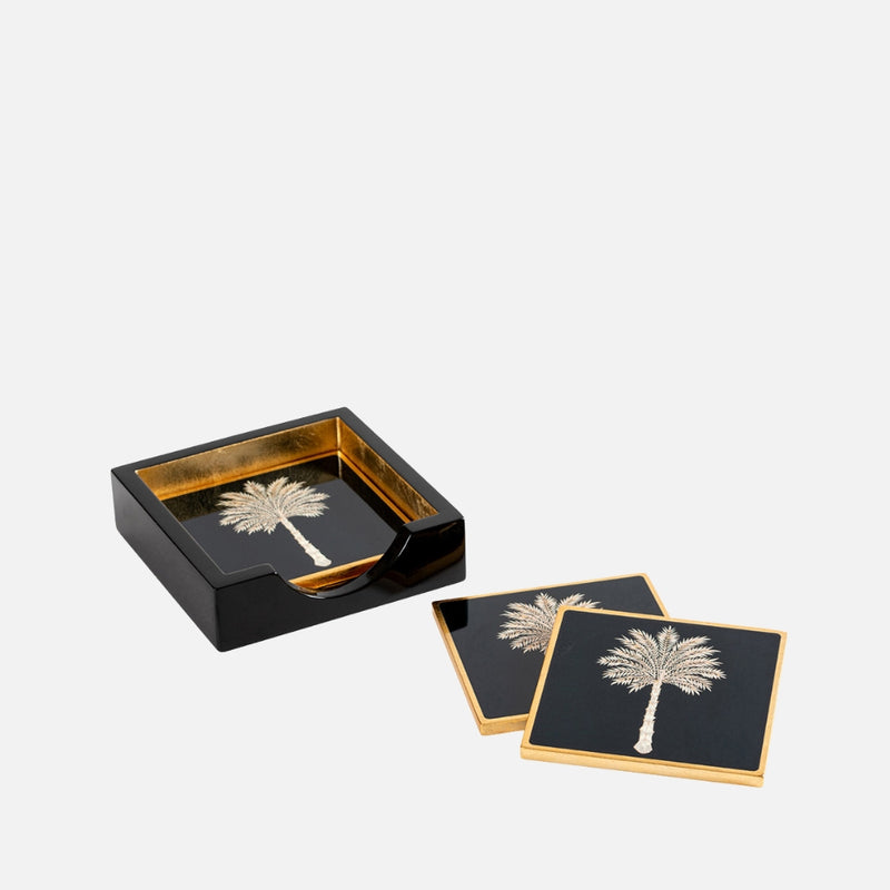 مجموعة قواعد الأكواب Caspari Lacquer - Black Gr