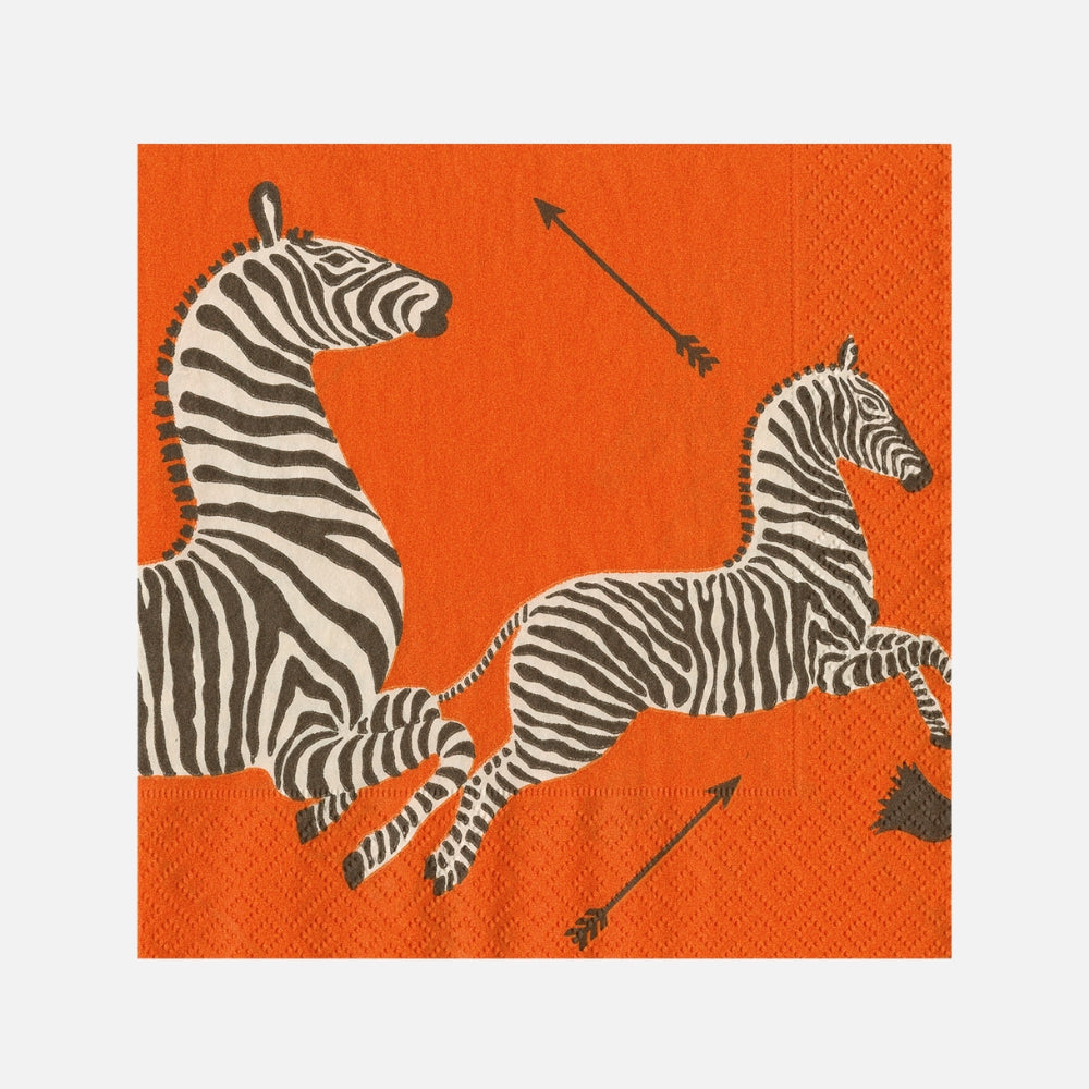 Zebras Orange Cocktail Napkins