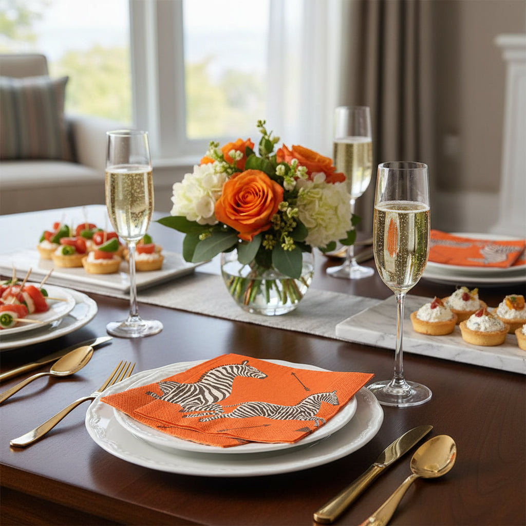 Zebras Orange Cocktail Napkins