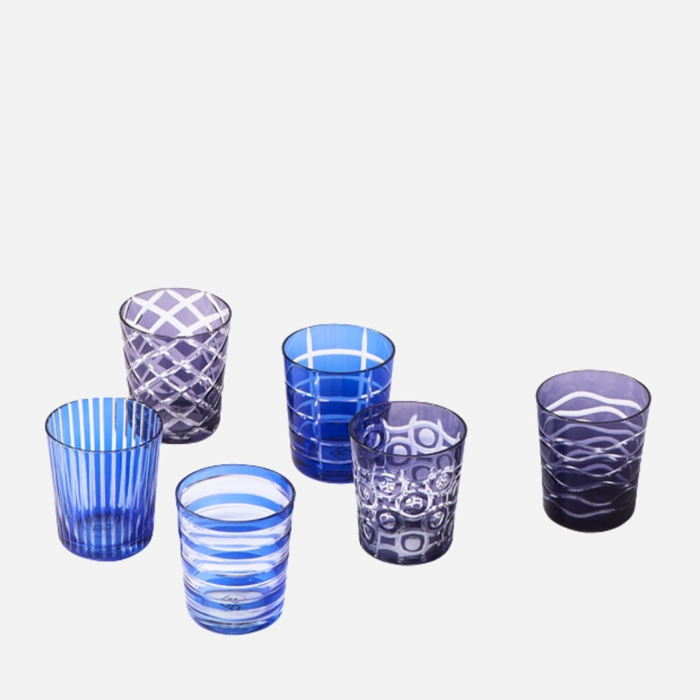 Cobalt Mix Glass Tumblers – Set of 6