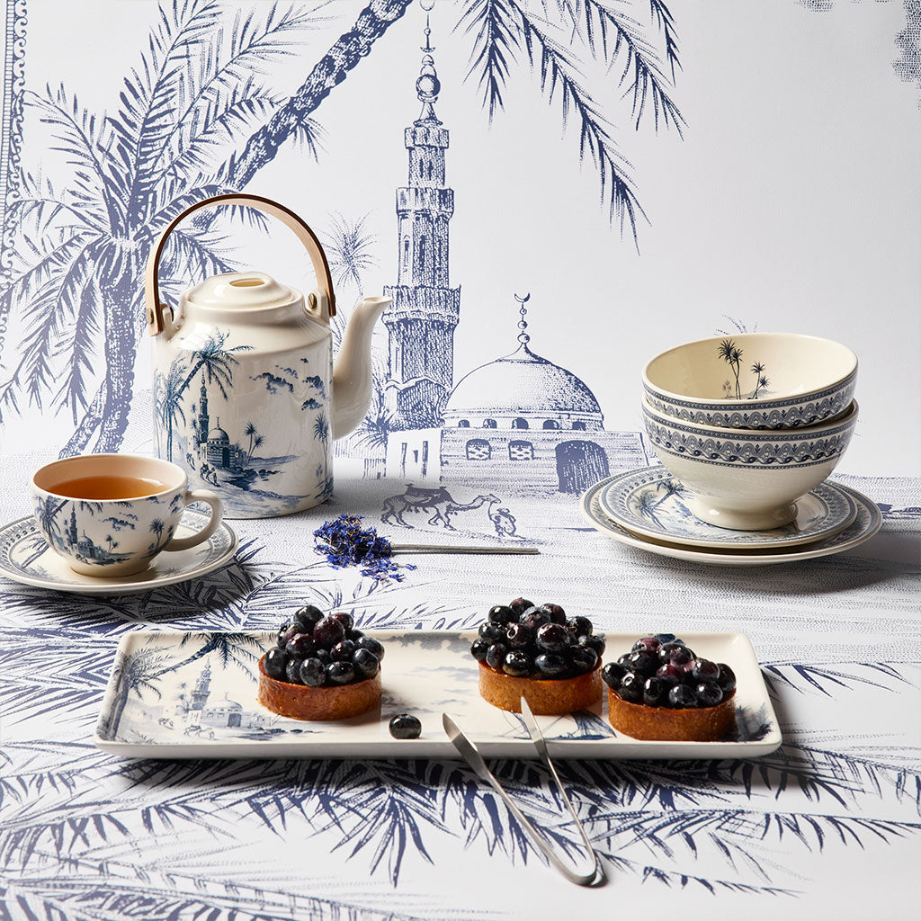 Set of 2 Tea Cups & Saucers - Blue Mismatched (16 cl x Ø 15.2cm)