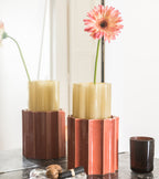 Duetto Vase – Amber Yellow & Terracotta