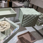 Elba Quilted Diamonds Leather Tissue Holder - Blush Pink