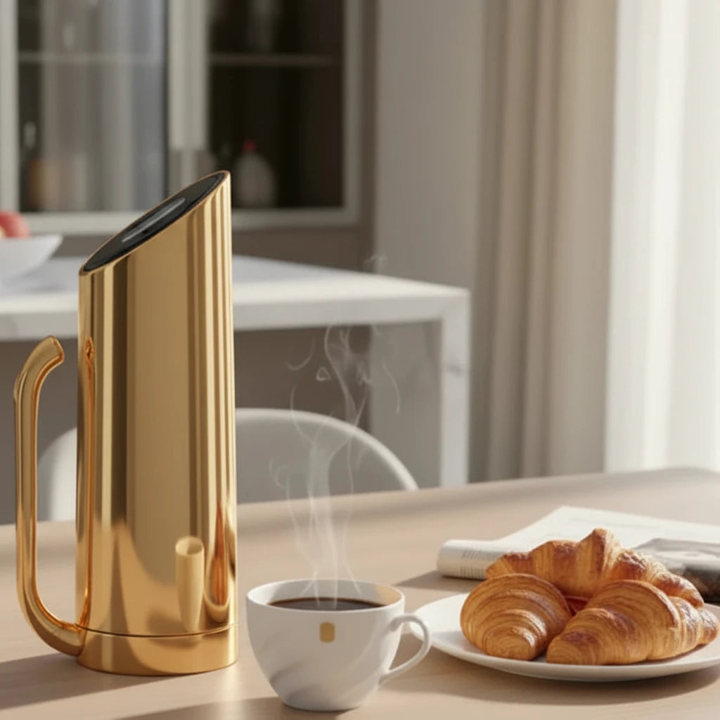 ترمس إليبس من الفولاذ المقاوم للصدأ سعة 0.8 لتر - لون ذهبي