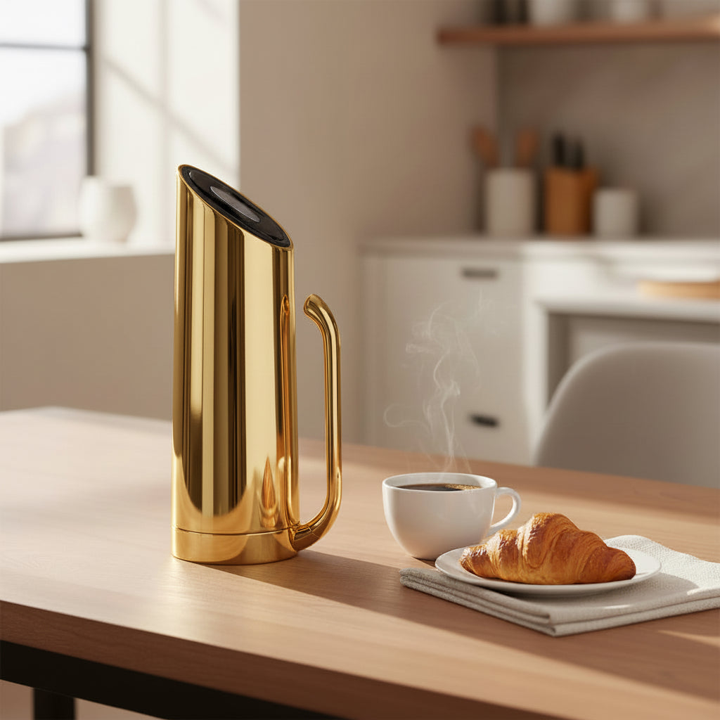 ترمس إليبس من الفولاذ المقاوم للصدأ سعة 0.8 لتر - لون ذهبي