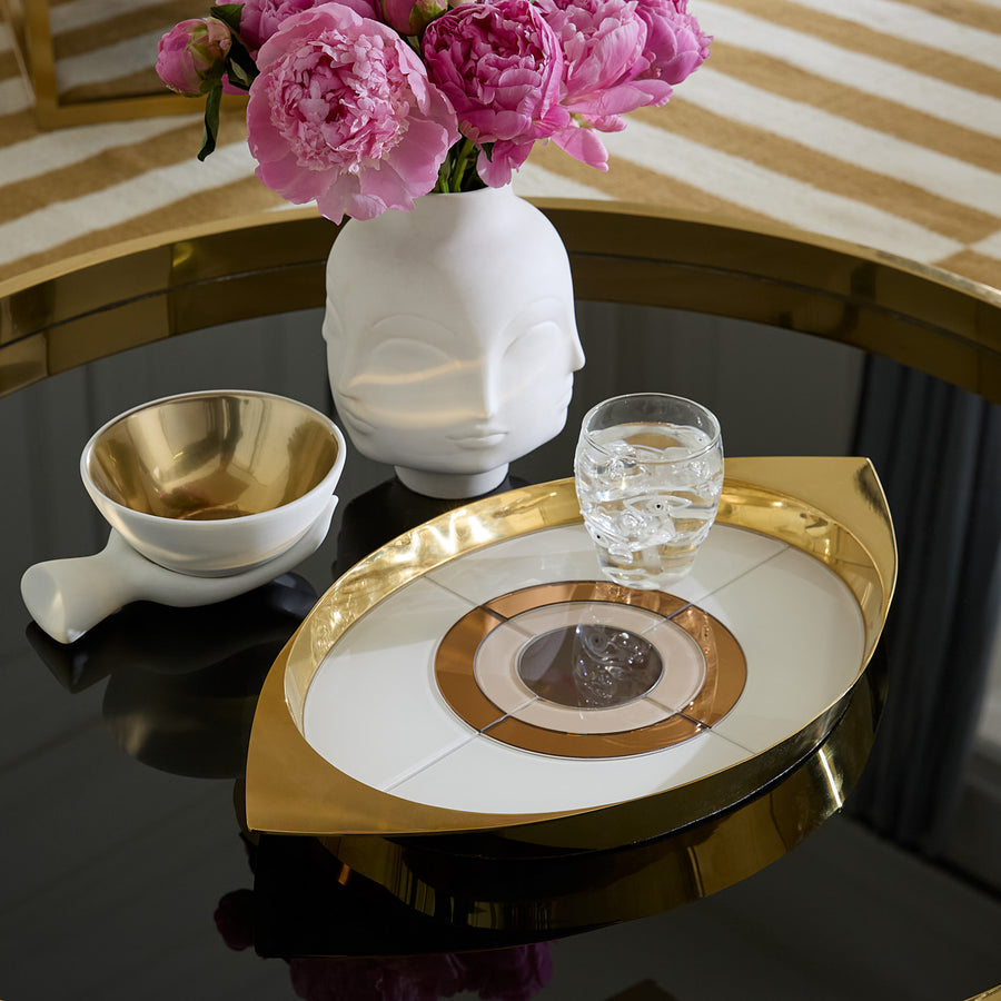 Chambeige Eye Tray – Brass & Mirrored Glass Decorative Tray