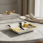 Golden Sumi-E Square Vide-Poche 12Cm With Leather G.B.