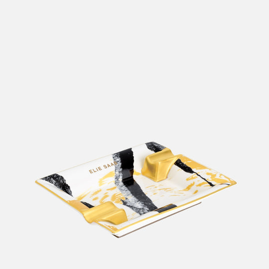 Golden Sumi-E Square Vide-Poche 12Cm With Leather GB 