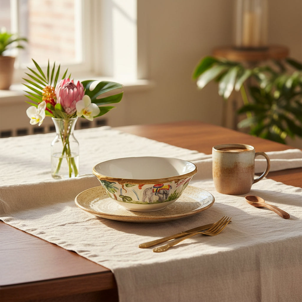 وعاء سيراميك استوائي مطلي يدويًا - صناعة إيطالية