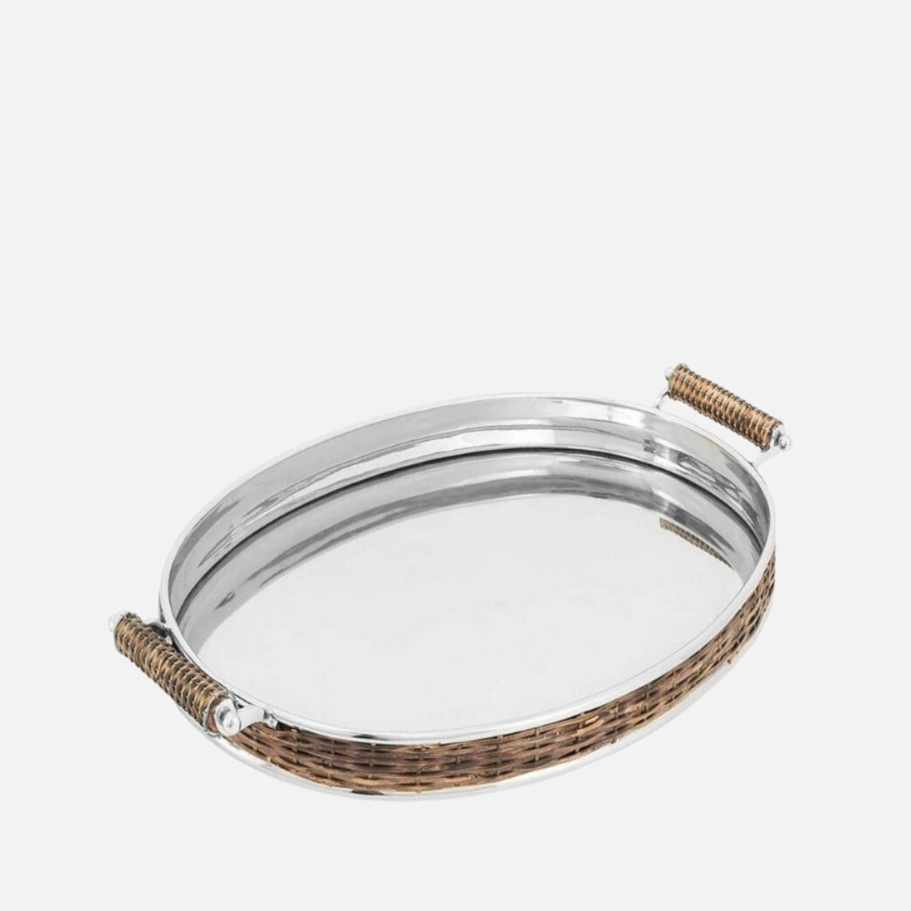 Abhika Hermiwicker Tray – Silver