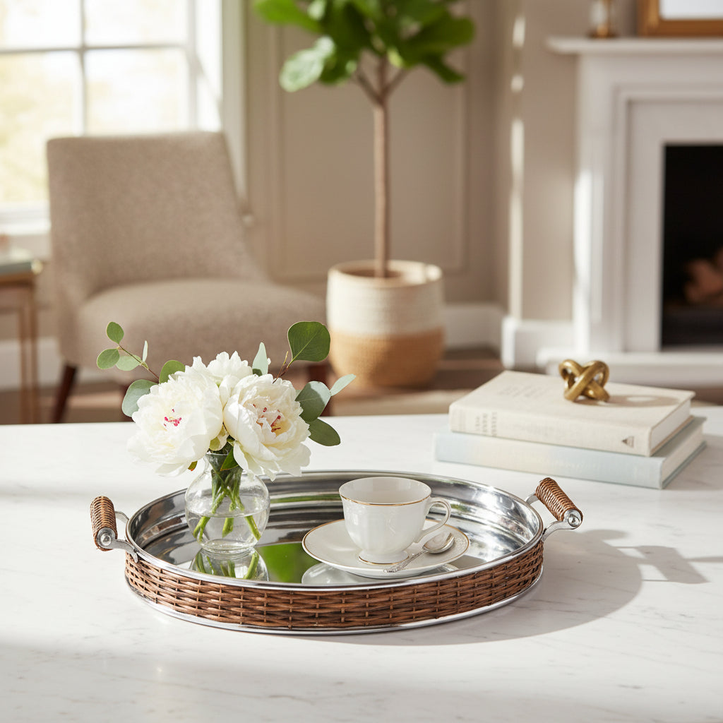 Abhika Hermiwicker Tray – Silver