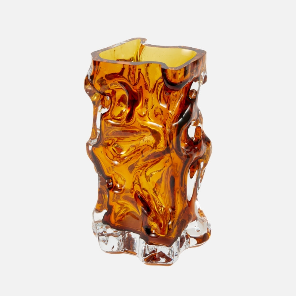 Ice Vase Ochre – Glass Art Piece