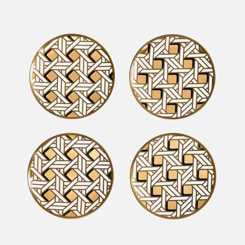 Basketweave Coasters - High-Fired Porcelain Set of Four