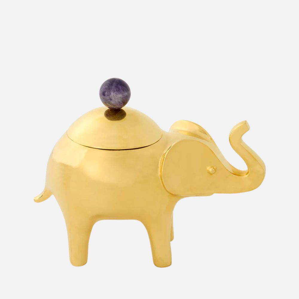Brass and Amethyst Elephant Box, 19cm
