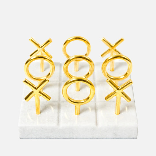 Brass Tic-Tac-Toe Set - Marble Base